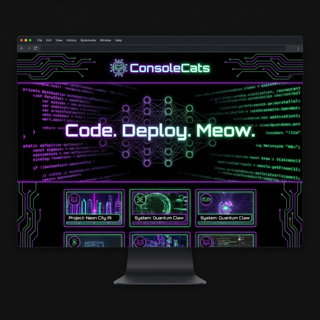 Screenshot of ConsoleCats Agency - Corporate website for a premier digital agency specializing in web development, mobile apps, and AI ...